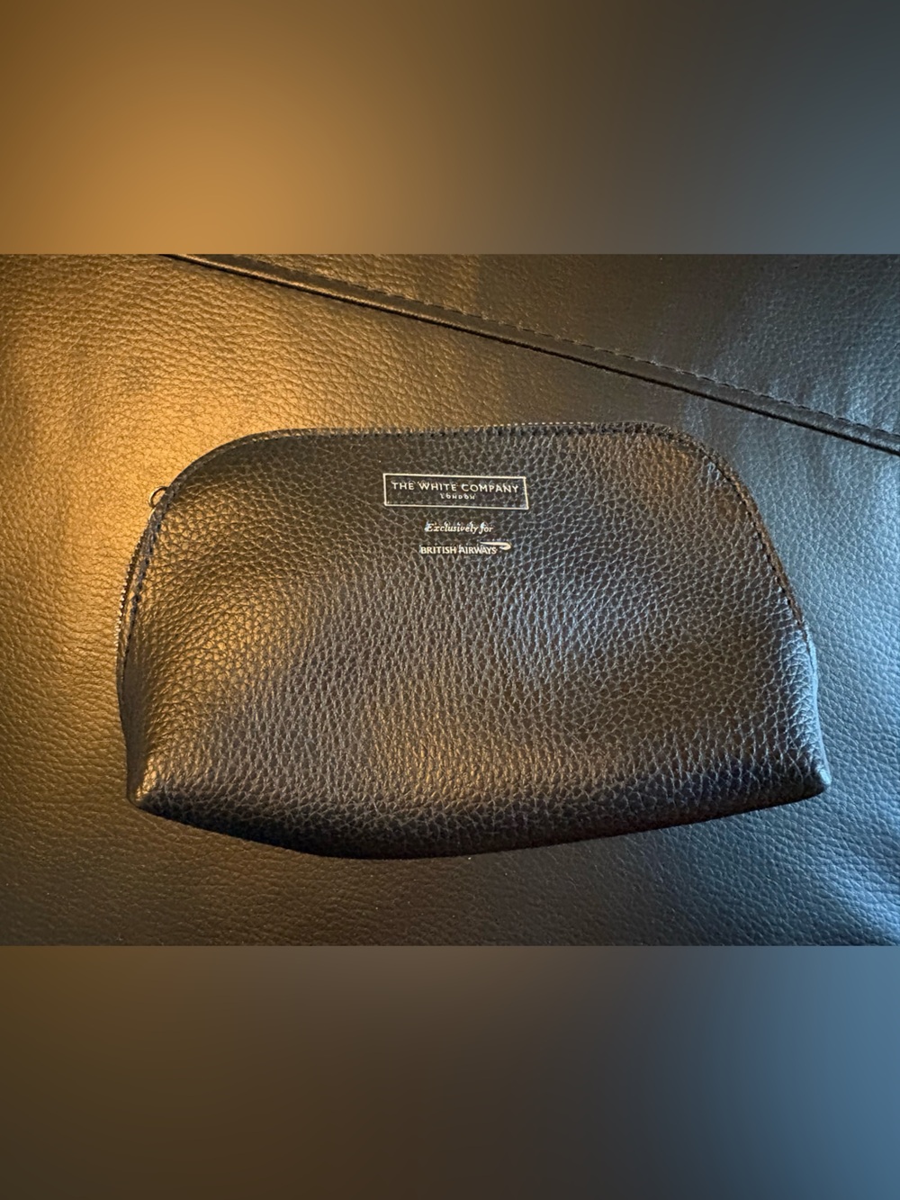 The White Company Black Pebbled Leather Cosmetic Pouch